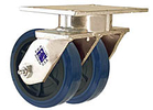 65 Series Swivel Dual Caster - 5" x 1-1/2" Urethane on Plastic Wheels - Straight Bearings - 1,400 lb. Cap.
