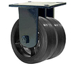 76 Series Rigid Dual Caster - 12" x 3" Rubber on Iron Wheels - Tapered Bearings - 2,280 lb. Cap.