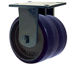 76 Series Rigid Dual Caster - 6" x 2-1/2" Urethane on Iron Wheels - Straight Bearings - 3,240 lb. Cap.