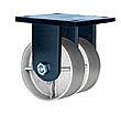85 Series Rigid Dual Caster - 8" x 3" Cast Iron Wheels - Tapered Bearings - 6,000 lb. Cap.