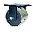 85 Series Rigid Dual Caster - 6" x 3" Forged Steel Wheels - Straight Bearings - 10,000 lb. Cap.