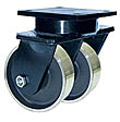 85 Series Swivel Dual Caster - 8" x 4" Forged Steel Wheels - Tapered Bearings - 10,000 lb. Cap.