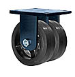 85 Series Rigid Dual Caster - 12" x 3" Rubber on Iron Wheels - Tapered Bearings - 2,280 lb. Cap.