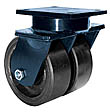 85 Series Swivel Dual Caster - 8" x 4" Urethane on Iron Wheels - Tapered Bearings - 7,000 lb. Cap.