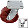 F Series Swivel Caster with Brake - 6" x 2" Ductile Steel Wheel - 2,000 lb. Cap.