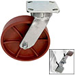 F Series Swivel Caster with Brake - 8" x 2" Ductile Steel Wheel - 2,000 lb. Cap.