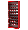 Small Parts Bin Shelving - 38"W x 12"D x 84"H, 8 Adjustable Shelves, 41 Bins