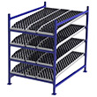 Carton Flow Rack Starter - 4'W x 6'D x 6'H - 4 Levels of Knuckled Wheel Bed