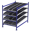 Carton Flow Rack Starter - 4'W x 7'D x 6'H - 4 Levels of Knuckled Wheel Bed