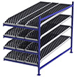 Carton Flow Rack Adder - 4'W x 8'D x 6'H - 4 Levels of Knuckled Wheel Bed