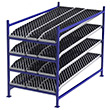 Carton Flow Rack Starter - 4'W x 8'D x 6'H - 4 Levels of Knuckled Wheel Bed