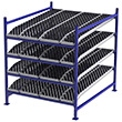 Carton Flow Rack Starter - 5'W x 6'D x 6'H - 4 Levels of Knuckled Wheel Bed