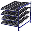Carton Flow Rack Adder - 5'W x 7'D x 6'H - 4 Levels of Knuckled Wheel Bed