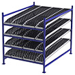 Carton Flow Rack Starter - 5'W x 7'D x 6'H - 4 Levels of Knuckled Wheel Bed