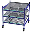 Mobile Carton Flow Rack - 4'W x 4'D x 4'6"H - 3 Levels with (3) 15" Roller Lanes Per Level