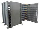 Folding Roll-Out Sheet Metal Rack 84"H, 5 Shelf, 48" x 120" Sheet, 5500 lb. Shelf Capacity