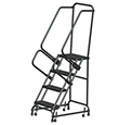 Ladder with Spring Loaded Casters - 3 Step, 28-1/2" Platform Height, Handrails, Perforated Tread