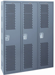 Ventilated Athletic Locker, Welded - Single Tier, 3 Wide - 12"W x 18"D x 72"H Opening