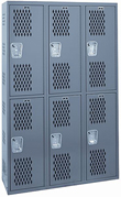 Ventilated Athletic Locker, Welded - Double Tier, 3 Wide - 12"W x 18"D x 36"H Opening