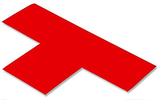 Floor Tape - T, Red, 9-in. x 6-in. x 3-in., Box of 100