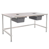 Cannabis Trim Table with Stainless Steel Top - U-frame with 2 holes for collection
