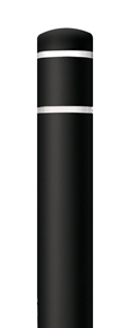 Black Bollard Cover with White Contrast Stripe - Fits 52"H x 4.5"Dia. Post