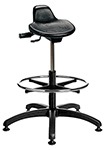 Polyurethane Sit/Stand Stool with Contoured Tilt Seat - 21.5" - 31.5"H adjustable, 5-leg ABS Plastic Base