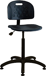 Polyurethane Work Stool with Contoured Waterfall Tilt Seat - Adjustable Backrest, 17" - 22.5"H adjustable