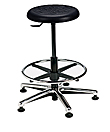 Polyurethane Work Stool with Round Seat - 19" - 26.5"H adjustable, 5-leg Polished Aluminum Base