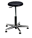 Polyurethane Work Stool with Round Seat - 15" - 20"H adjustable, 5-leg Polished Aluminum Base