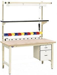 Industrial Workbench, 60"W x 36"D x 30" H, Solid Maple Top