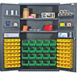 Bin Cabinet - 48"W x 24"D x 78"H w/ 2 Shelves, 6 Door Shelves & 84 bins