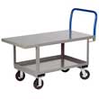 Ergonomic Platform Truck - 24" x 48" Steel Deck w/ Flush Edges, Lower Shelf, Rubber Wheels