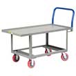 Ergonomic Platform Truck - 24" x 48" Steel Deck w/ Retaining Lip, Open Base, Poly Wheels