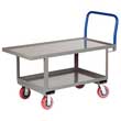 Ergonomic Platform Truck - 24" x 48" Steel Deck w/ Retaining Lip, Lower Shelf, Poly Wheels