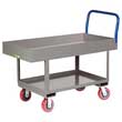 Ergonomic Platform Truck - 30" x 60" Steel Deck w/ 6"D Sides, Lower Shelf, Poly Wheels