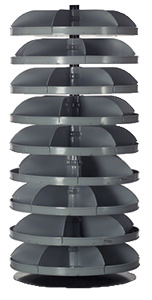 Rotabin Shelving, 28" dia x 59-1/8"h, 9 shelves, 54 compartments