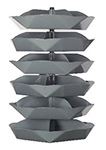Rotabin Shelving, 44" dia x 69-1/2"h, 6 shelves, 30 compartments