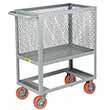 4-Sided Mesh Box Truck - Raised Platform, 24" x 48" Deck, 6" Poly Casters