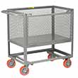 4-Sided Mesh Box Truck - Raised Platform with Gate, 24" x 48" Deck, 6" Poly Casters