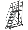 Mobile Work Platform with Serrated Tread - 6 Step, 24" x 48" Platform, 60" Platform Height
