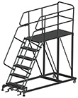 Mobile Work Platform with Serrated Tread - 6 Step, 36" x 60" Platform, 60" Platform Height