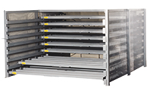 Roll-Out Sheet Metal Rack 84"H, 4 Shelf, 48" x 96" Sheet, 5500 lb. Shelf Capacity