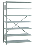 Open Steel Industrial Shelving - 48" W x 24" D x 75" H, 7-Shelf Adder, 600 lbs. cap. per shelf