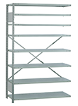 Open Steel Industrial Shelving - 48" W x 18" D x 75" H, 8-Shelf Adder, 575 lbs. cap. per shelf