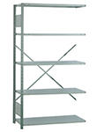 Open Steel Industrial Shelving - 42" W x 12" D x 75" H, 5-Shelf Adder, 650 lbs. cap. per shelf