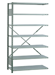 Open Steel Industrial Shelving - 42" W x 18" D x 75" H, 7-Shelf Adder, 650 lbs. cap. per shelf