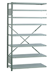 Open Steel Industrial Shelving - 42" W x 12" D x 75" H, 8-Shelf Adder, 650 lbs. cap. per shelf