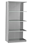 Closed Steel Industrial Shelving - 36" W x 12" D x 87" H, 5-Shelf Adder, 750 lbs. cap. per shelf