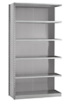 Closed Steel Industrial Shelving - 48" W x 18" D x 75" H, 6-Shelf Adder, 575 lbs. cap. per shelf
